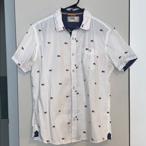 Free Planet American Flag button down